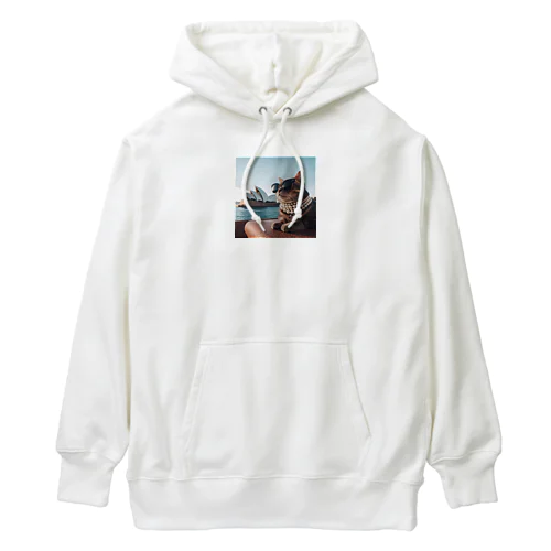 パールネックレス大好きなカッコいいねこがシドニーオペラハウス前にて Heavyweight Hoodie