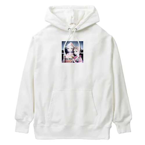 白く透き通る肌の娘達 Heavyweight Hoodie