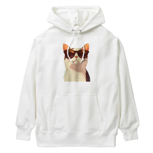 サングラスをかけた、かわいいネコ Marsa 106 Heavyweight Hoodie