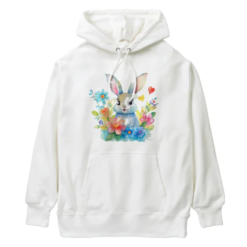 花に囲まれたうさぎ2 Heavyweight Hoodie