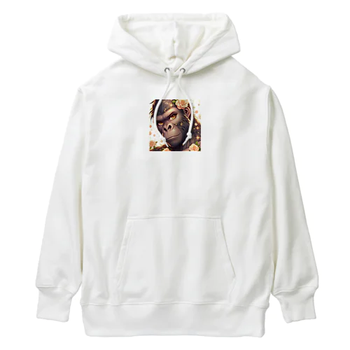 ゴリラの肌がつるつるで瞳が輝いている Heavyweight Hoodie