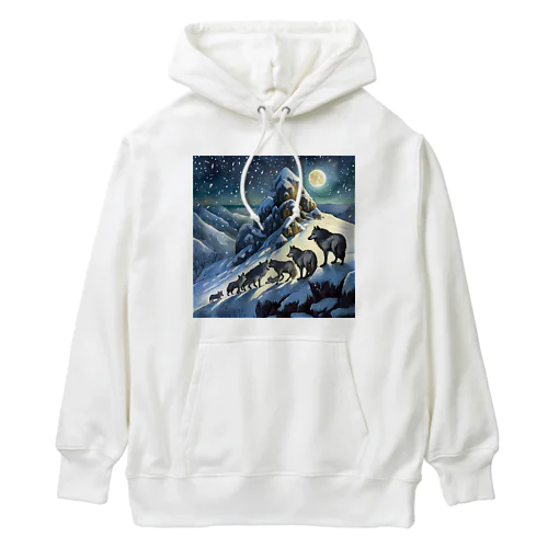 雪山のオオカミの群れ Heavyweight Hoodie