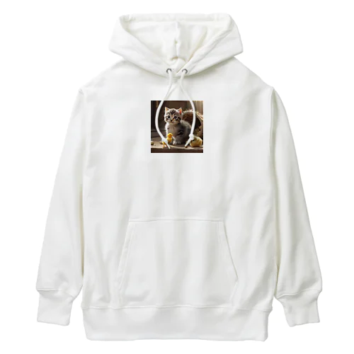 可愛いヒヨコと猫ママ Heavyweight Hoodie