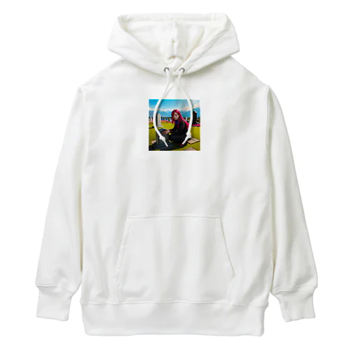 お墓参りの美女 Heavyweight Hoodie