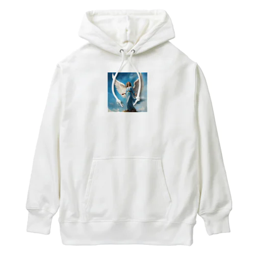 青い空を見上げる天使 Heavyweight Hoodie