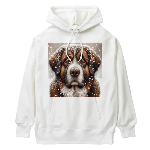 雪の中しかめっ面の犬さん Heavyweight Hoodie