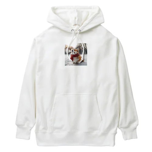 寒さに耐えるコーギー Heavyweight Hoodie