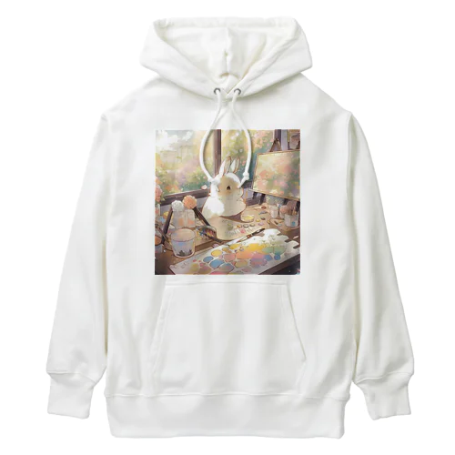 うさぎが画家に変身｡.:*･ﾟ Heavyweight Hoodie