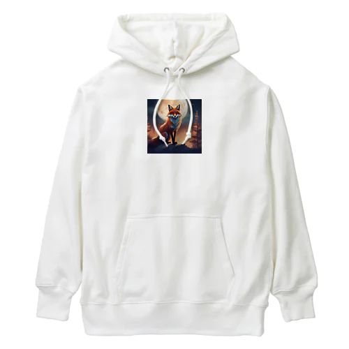 月の光に輝く夜の狐 Heavyweight Hoodie