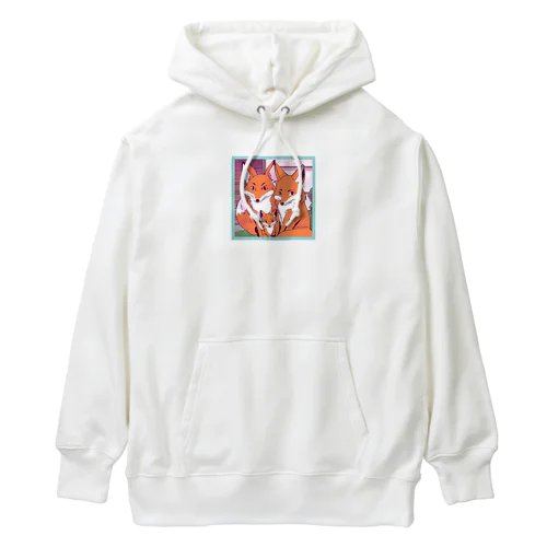 親子キツネと共に Heavyweight Hoodie