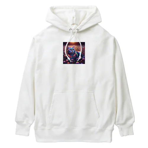 虹色の空を見上げる猫 Heavyweight Hoodie