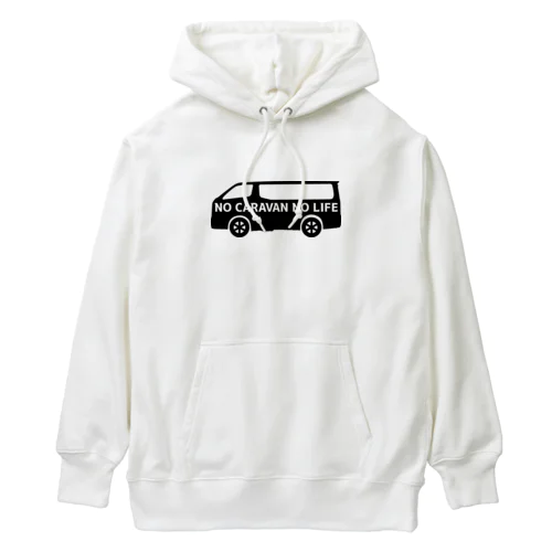 ノーキャラバンノーライフ 日産キャラバンシルエットデザイン ブラック Heavyweight Hoodie