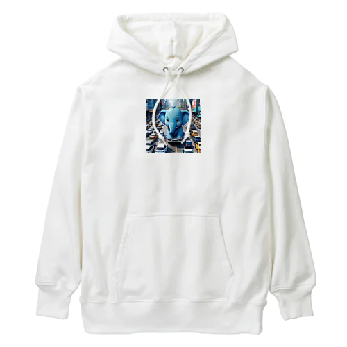 交通渋滞で予定が遅れる青いゾウ Heavyweight Hoodie