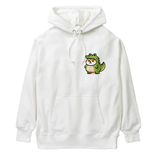 ワニの着ぐるみを着た柴犬のイラスト Heavyweight Hoodie