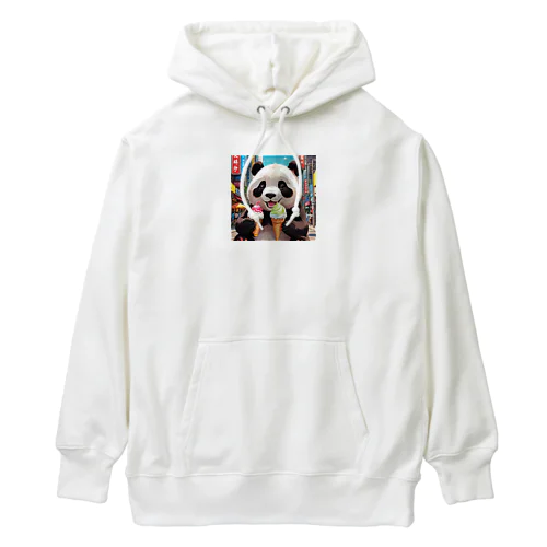 アイスクリームをもらって嬉しいパンダ Heavyweight Hoodie