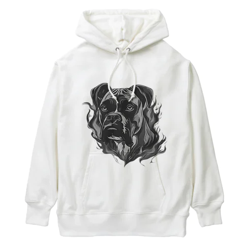 炎をまとったボクサー犬 Heavyweight Hoodie