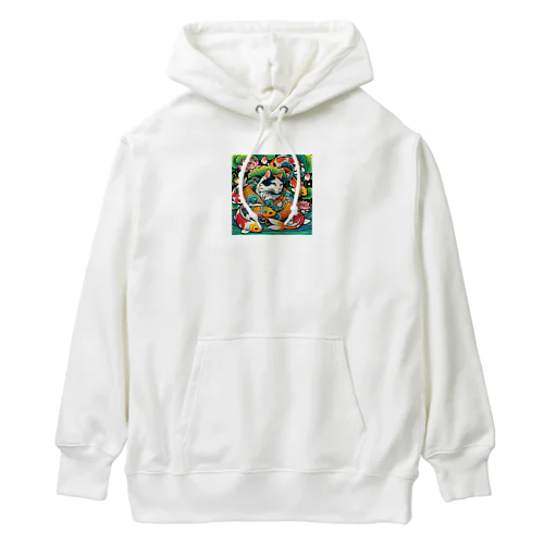 和紋様 x 猫　錦鯉と遊ぶ猫 Heavyweight Hoodie