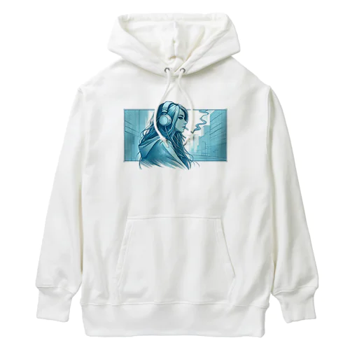 a girl smoking a cigarette. Heavyweight Hoodie