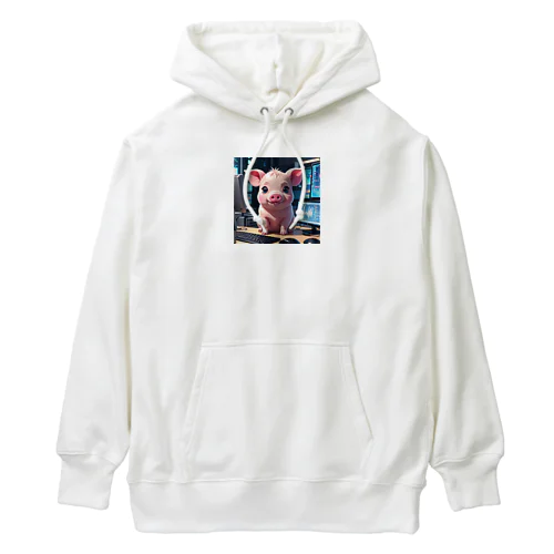 データを分析するミニブタ Heavyweight Hoodie