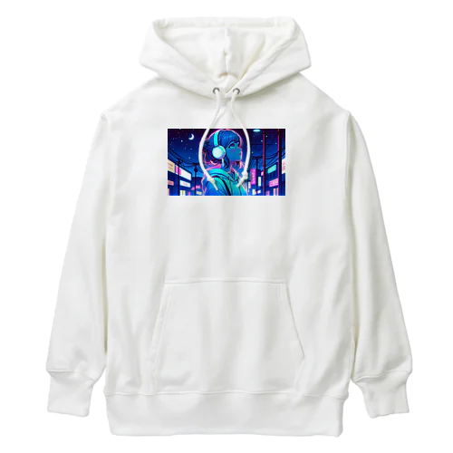 ネオンカラーな夜の少女 Heavyweight Hoodie