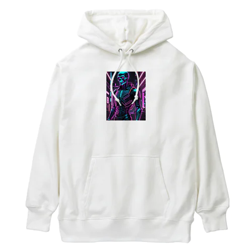 超クールな骸骨のサイバーパンクアート！ Heavyweight Hoodie