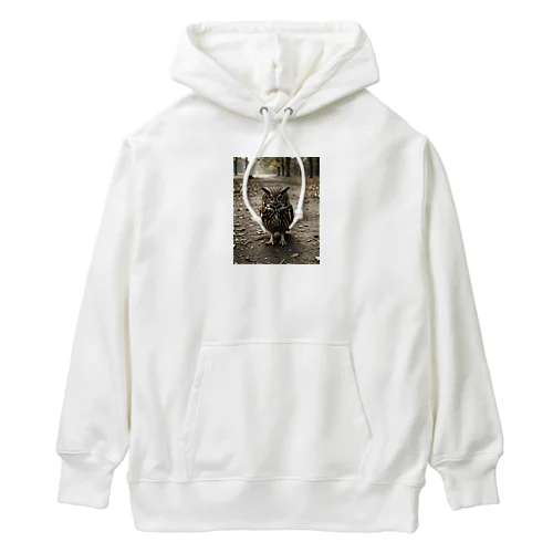 地面を歩くフクロウ Heavyweight Hoodie