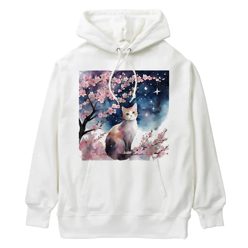 sakura cat1 Heavyweight Hoodie