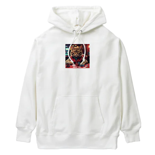 ポーカーをする猫は、いつも冷静な表情を崩さない。 Heavyweight Hoodie