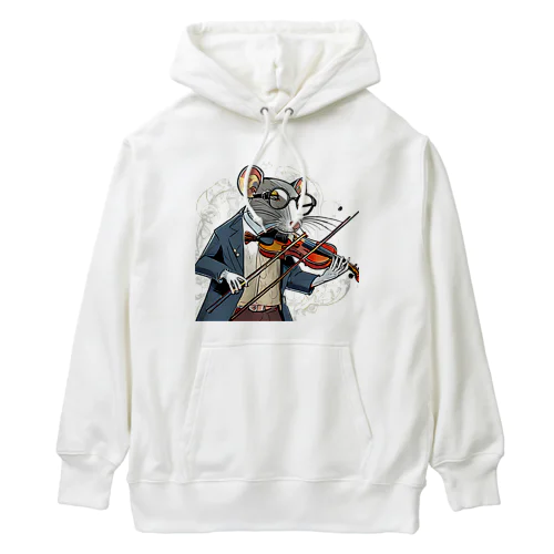 ヴァイオリンを弾くネズミ Heavyweight Hoodie