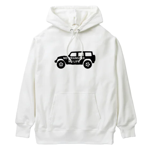 ノーラングラーノーライフ ジープ ブラック Heavyweight Hoodie