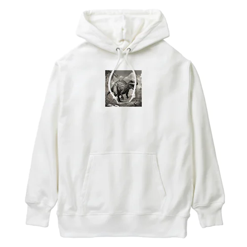 白黒恐竜 Heavyweight Hoodie