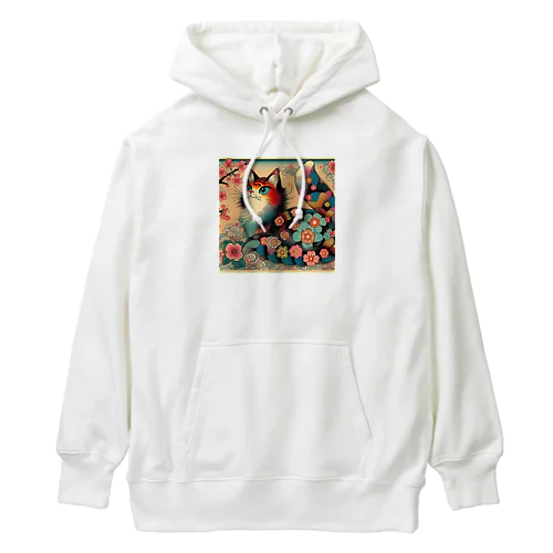 浮世絵風　カラフル猫「Ukiyo-e-style Colorful Cat」「浮世绘风格的多彩猫」 Heavyweight Hoodie