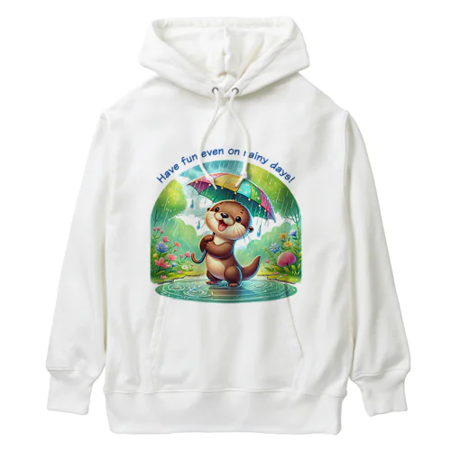 雨の日のお散歩　カワウソくん Heavyweight Hoodie