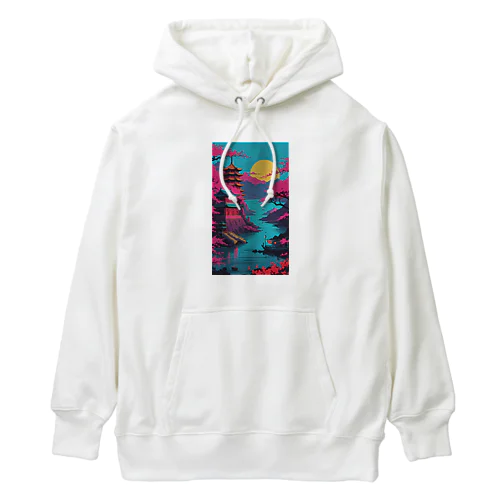 アジア　中国　日本　寺院　月夜　プレゼント Heavyweight Hoodie