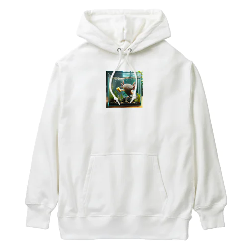 水槽の掃除をしているウーパールーパー Heavyweight Hoodie