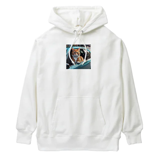 ドライブ中の猫 Heavyweight Hoodie