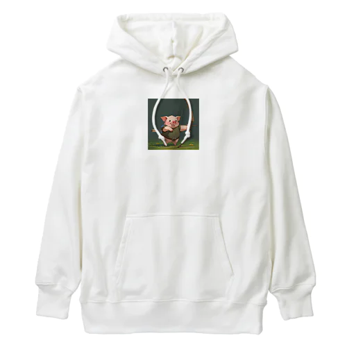 かわいいブタとアーチェリーを練習しよう Heavyweight Hoodie