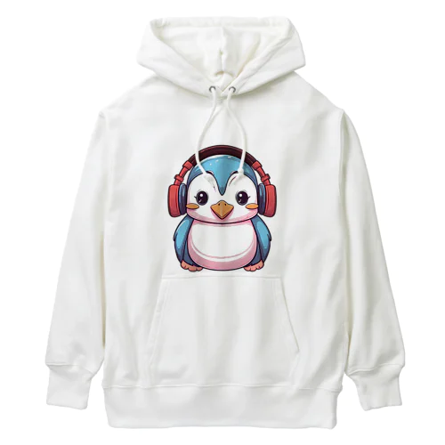 赤いヘッドホンを付けているペンギン Heavyweight Hoodie