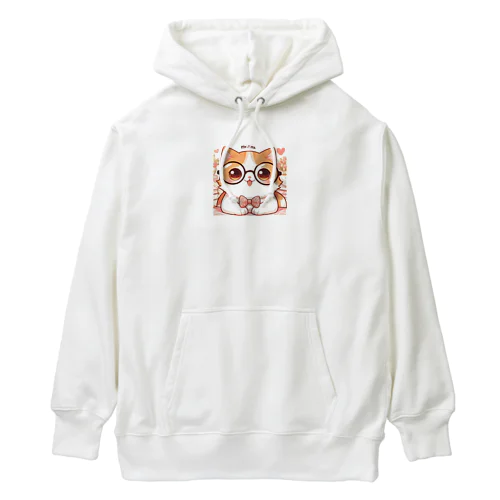 メガネを掛けた可愛い猫_アニメ風２ Heavyweight Hoodie