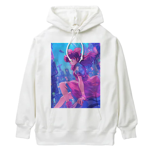 昭和レトロアニメ風近未来ガール Heavyweight Hoodie