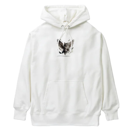 空飛ぶ猫リアル風3 Heavyweight Hoodie