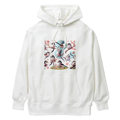 雪の精霊シマエナガのキャラクターグッズ Heavyweight Hoodie