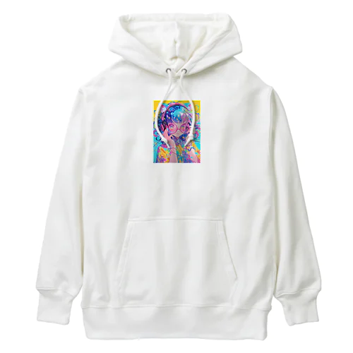 メガネの可愛い女の子のキャラクター Heavyweight Hoodie