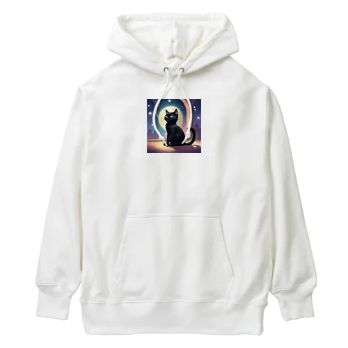 可愛い黒猫のキャラクターグッズ Heavyweight Hoodie