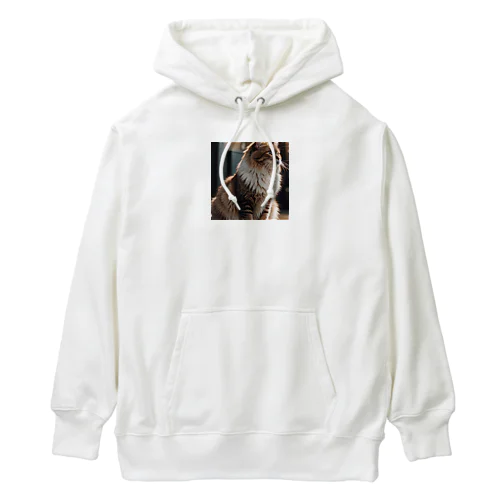 遊び疲れた猫のふわふわのしっぽ Heavyweight Hoodie