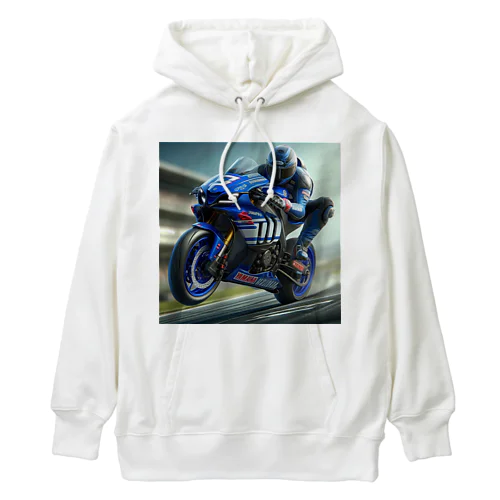 ロードレース モーターサイクル アクション Heavyweight Hoodie