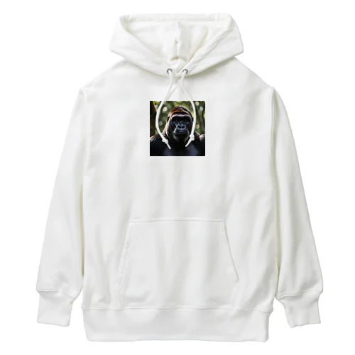 力強くどんと構えるゴリラ Heavyweight Hoodie