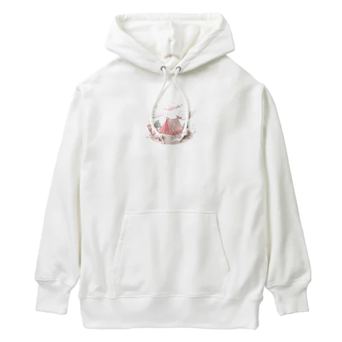 山頂でキャンプ　テント　ふわふわピンク Heavyweight Hoodie