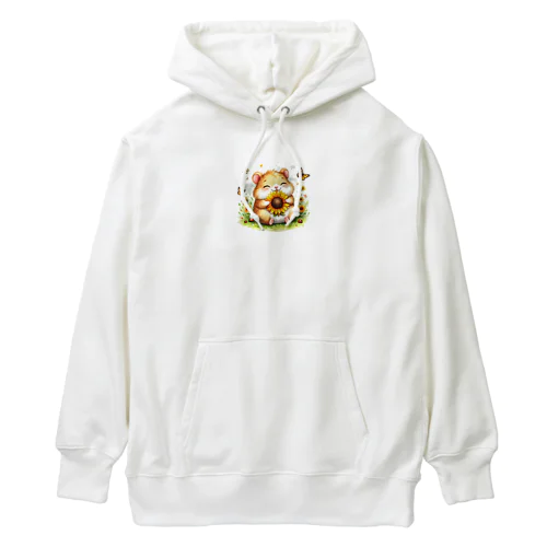 ひまわりを持ったハムスター Heavyweight Hoodie