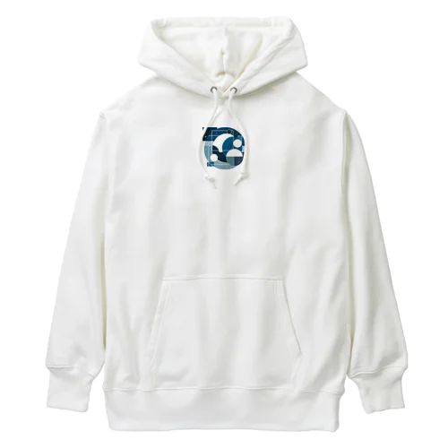 青と白の抽象画 Heavyweight Hoodie